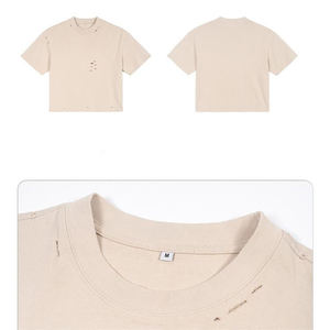 Recortada Boxy T Shirt Hombres Custom Heavy 100% Algodón Camisetas Oversize T Shirt Blank Mock Neck Heavyweight Oversized Boxy T Shirt - Product Image 4