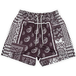 Pantalones cortos de diseñador con estampado de Paisley para hombre de alta calidad, malla antiarrugas de poliéster con bolsillos, patrón sólido - Product Image 4