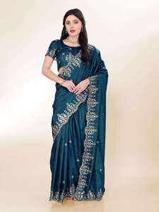 Nuevo Lanzamiento, Sari de Diseñador de Seda Chifón para Trabajo Pesado, Conjunto de Tres Piezas, Ideal para Invitadas de Boda, Precio de Exportación al por Mayor - Product Image 6