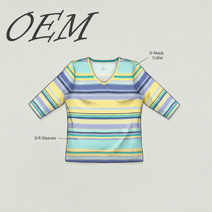 เสื้อยืดคอวีทรงหลวมพิมพ์ลายตามสั่งสำหรับผู้หญิง ลายทาง กันยับ เป็นมิตรกับสิ่งแวดล้อม มีหลายสีหลายขนาดให้เลือก - Product Image 6