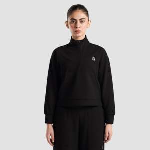 <b>Prime</b> Half Zip Upper with Stand Collar Black - Product Image 2