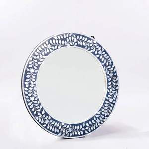 Espejo de pared redondo con Incrustaciones de nácar floral moderno para uso decorativo doméstico en baño, dormitorio y sala de estar - Product Image 4