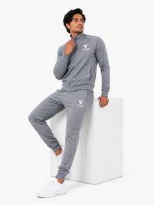 Conjunto Deportivo Unisex Gris con Capucha 2 en 1, Forro Polar, Manga Larga, Color Sólido, Informal, con Bolsillos Laterales y Cierre con Cordón, Estilo Otoñal - Product Image 3