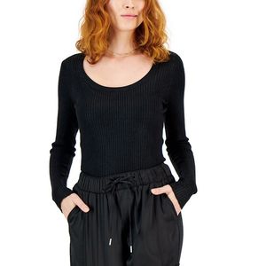 INC International Concepts Maglione casual da donna XX-Large con scollo rotondo in stile foil nero - Product Image 1