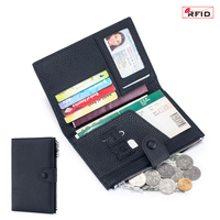Dompet Kulit Premium Mewah untuk Tiket Perjalanan, Sampul Paspor, Pelindung Kartu Kredit & Identitas Anti RFID, Dilengkapi Kantong Koin Ber-resleting