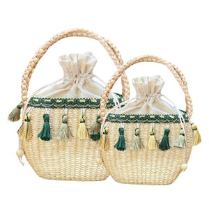 Sac à main élégant en jacinthe d'eau en gros conception de mode-avant durable avec doublure en coton et deux poignées - Product Image 1