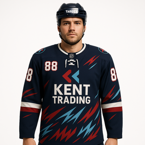 Jersey de Hockey sobre Hielo Azul Marino Personalizado, Diseño Gráfico de Kent Trading, Nombre y Número 88 Bordados, Uniforme Deportivo de Entrenamiento para Hombre - Product Image 2