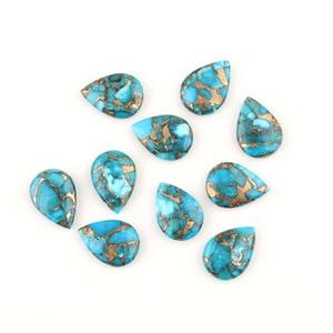 Mejor venta 12x16mm cobre azul estabilizado turquesa suave forma de pera Briolette piedra preciosa suelta de alta calidad para la fabricación de joyas - Product Image 5