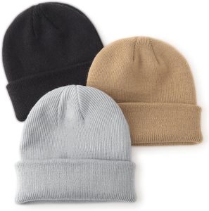 Unisex Solid Color Beanie Hat 100% Acrylic Knitted <b>Winter</b> <b>Cap</b> Casual Style for Adults 56-58CM Head Circumference - Product Image 1