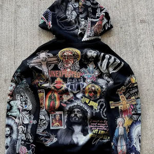 Sudadera con Capucha de Algodón Grueso, Estilo Urbano, con Estampado de Pantalla, Diseño Personalizado, Bolsillo Lateral con Letras, para Hombre - Product Image 6