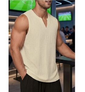 Débardeurs de sport pour hommes à col en V, couleur abricot, respirants, pour la course, l'entraînement et le sport - Product Image 3