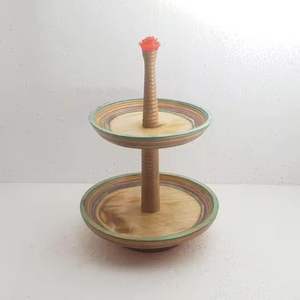 แท่นวางเค้กทำจากไม้อะคาเซียและมะม่วงไม้ธรรมชาติ2ชั้นสำหรับวางโชว์เค้กมัลติฟังก์ชั่นทำโลโก้ตามสั่งวัสดุเป็นมิตรกับสิ่งแวดล้อม - Product Image 1