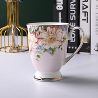 Vente en gros de vaisselle en porcelaine fine européenne de 300 ml, de haute qualité, à motifs floraux, écologique, sans BPA, sans danger pour les aliments, compatible lave-vaisselle, logo personnalisé