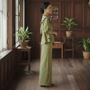 Set Sedondon Raya 2025 Baju Kurung Borong Direct Kilang Vintage Embroidered Moden Draping Eco-Friendly Ironless Cey Crepe Ready - Product Image 2