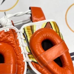 Protector de Cabeza de Boxeo Profesional de Diseño Nuevo con Logotipo Personalizado, Abierto, Ajustable, Naranja, OEM ODM, para Sparring, de Cuero Vacuno Genuino y Duradero - Product Image 6