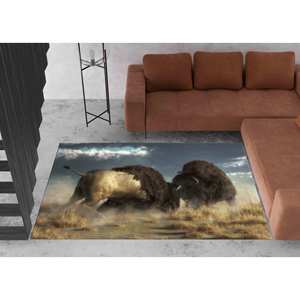 Tapis Bronze Two Bisons : Tapis d'intérieur imprimé personnalisé antidérapant, avec poils doux - Product Image 4