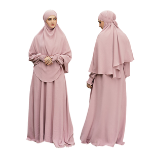 Robe Modeste Vente en Gros Femmes Turquie Dubaï Style Solide Couleur Jilbab Abaya Femme Musulmane Abaya Hijab 3 Pièces Ensemble Vêtements Islamiques - Product Image 6