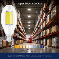 Prix d'usine Lumen élevé 110V LED ED28 Ampoule LED HID Ampoule E39 Base E26 Base pour entrepôt Stades de sports de route ETL FCC Certifié
