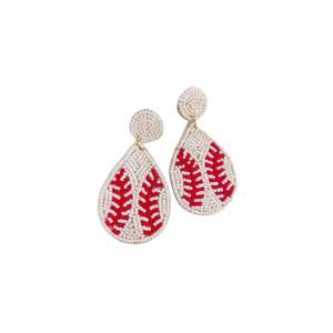 Boucles d'oreilles AP CURATED COUTURE Mom Baseball Seed Beaded Rhinestone - Design sportif pour les jours de sport, pour encourager, vente chaude - Product Image 2