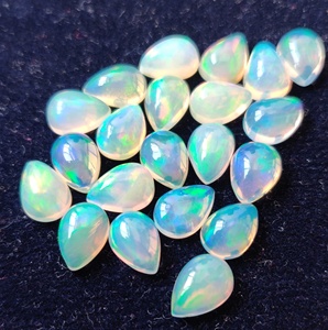 Pera de ópalo etíope natural 7x10mm cabujón parte posterior plana-excelente calidad multifuego ópalo pera cabujón piedra preciosa - Product Image 4