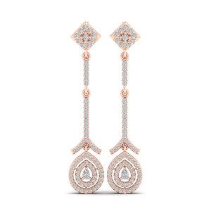 Pendientes Largos Colgantes de Oro Sólido de 14K y 18K con Moissanita de Alta Calidad REYES para Mujer, Regalo Perfecto para Aniversario de Bodas - Product Image 2