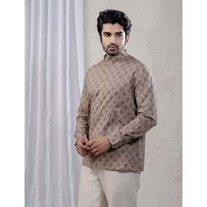 Kurta court en coton imprimé décontracté pour hommes avec manches longues - Product Image 5