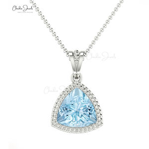 Proveedor Popular: Anillo de Compromiso Cristiano Personalizable de Oro Fino de 14k con Aguamarina Natural de 1 CT, Engaste de Garras, Corte Trillón, Hecho a Mano y de Moda - Product Image 2