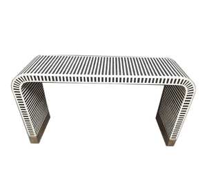 Table console de design moderne en cascade avec incrustation d'os et motif à rayures noires Meubles de maison de luxe en bois MDF en os et résine - Product Image 1