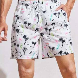 Alta calidad verano rápido algodón y poliéster cintura elástica traje de baño playa pantalones cortos hombres precio barato logotipo personalizado tablero playa pantalones cortos - Product Image 3