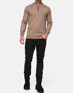 Sweat-shirts à capuche en molleton épais avec appliqué brodé pour hommes, sweat-shirt uni à demi-zip pour l'hiver pour hommes - Product Image 2