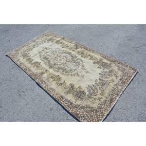 Classique Vintage turc tapis Beige marron 3.8 X 7.2ft laine Patchwork Rectangle Latex support peluche Pile hauteur pour salon chambre - Product Image 2