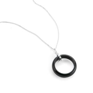 Collier pendentif fin en jade noir, clé de piano, argent sterling 15 carats - Product Image 1