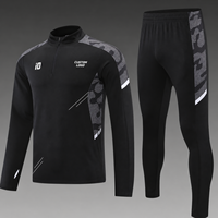 Ensemble de survêtement d'entraînement OEM demi-zip à manches longues pour homme, respirant et anti-humidité, veste de sport et pantalon de jogging avec poches, automne, 100%