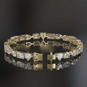 Bracelet de tennis en diamants de laboratoire pour femmes et hommes, bracelet de tennis en diamants taillés mélangés, bracelet en diamants en or massif - Product Image 6