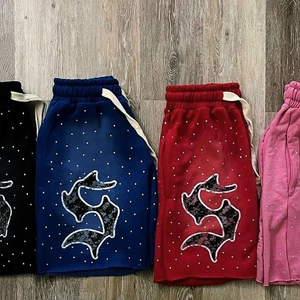 กางเกงขาสั้นผ้าฝ้าย100% วินเทจสำหรับผู้ชายกางเกงขาสั้นพิมพ์ลายสกรีนหลากสีลายพระอาทิตย์ซีด - Product Image 2