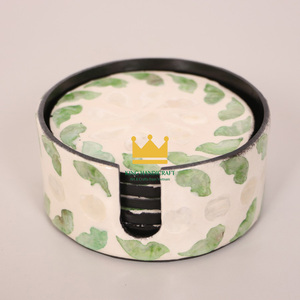 Article chaud au Vietnam sous-verre en rotin incrusté de forme ronde avec coloré pour le dessus de table et les ustensiles de cuisine en gros en vrac - Product Image 3