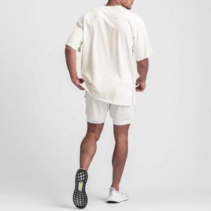 เสื้อยืดโอเวอร์ไซส์ทรงสปอร์ตสำหรับผู้ชาย น้ำหนัก 350 แกรม ผ้าคอตตอน 100% ทรงบ็อกซี่ ไหล่ตก แห้งเร็ว ระบายอากาศดี ขายส่ง - Product Image 4