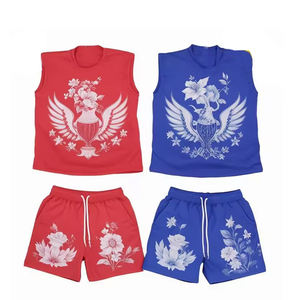 Conjunto de Camiseta sin Mangas y Pantalones Cortos de Algodón para Hombre, Tela Suave y Transpirable, Buena Calidad, Impresión Térmica y DTF, Otoño, por Elegant Sports - Product Image 1