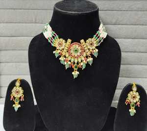 สร้อยคอไข่มุกชุบทองป้องกันการเสื่อมเสียใหม่สำหรับผู้หญิงอินเดียเครื่องประดับทองเหลืองลูกปัดสร้อยคอมีให้เลือกทุกรูปร่างและขนาด - Product Image 1