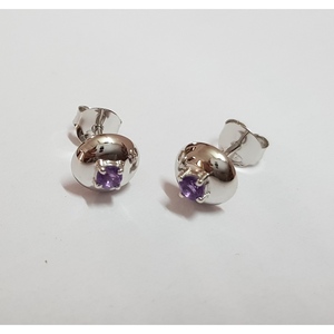 Classic White Gold & Amethyst Ear <b>Stud</b> <b>Earrings</b> 18k Rose Gold for Wedding Engagement Party or Gift - Product Image 1