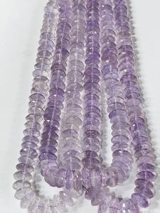 AAA Natural Rosa amatista cuarzo Rondelle cuentas 8-10mm corte alemán facetado 14 pulgadas hebra lujo de moda - Product Image 4