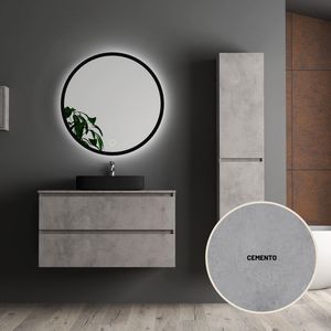 Londra Nordikflat lavabo da bagno color cemento 61 x46xh55, unità Base per lavabo da 5 cm con due cassetti a chiusura morbida - Product Image 4