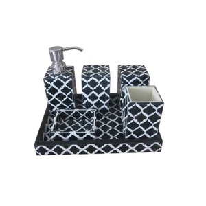 Hot Selling Resin Bathroom Set of 4 Piece for Home Soap Dispenser & Tooth <b>Brush</b> Holder at Cheap Price Modern Design <b>Bath</b> Sets - Product Image 2