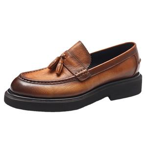 Chaussures en cuir souple pour homme, à bout épais, pour un usage décontracté, chaussures en cuir anglais traditionnelles pour homme - Product Image 5