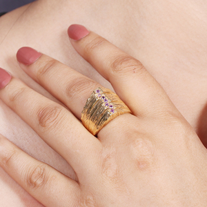 แหวนพลอยอเมทิสต์เงินสเตอร์ลิงชุบทอง18K สำหรับ925วันครบรอบและงานแต่งงานที่ทันสมัย - Product Image 3