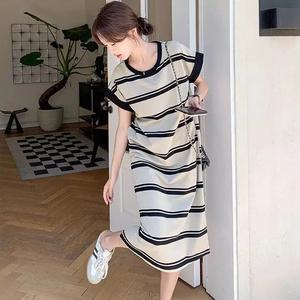 Fashion O-Neck Printed <b>Straight</b> Striped Casual <b>Dresses</b> Female Clothing Summer <b>New</b> Loose Young <b>Style</b> Short Sleeve <b>Dress</b> - Product Image 6