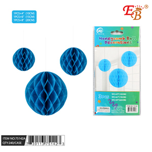 Decorazioni a forma di sfera a nido d'ape blu cielo 3 pezzi (4 "6" 8 ") seta per Ramadan laurea cinese capodanno effetti di illuminazione pasqua - Product Image 1