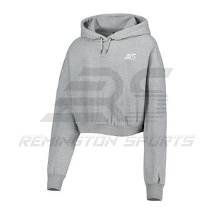 เสื้อครอปมีฮู้ดของผู้หญิงเสื้อครอปมีฮู้ดผ้าคอตตอน/ใยไผ่เสื้อครอปมีลายพิมพ์โลโก้ที่กำหนดเอง - Product Image 1