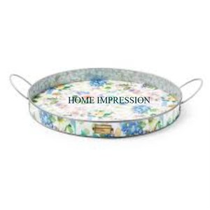 Round Galvanized Silver Decorative <b>Tray</b> with Food Safe Coating Handmade for Home <b>Office</b> Party Wedding Service <b>Tray</b> Supplies - Product Image 6