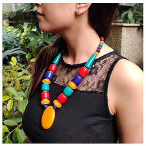 สร้อยคอมุกแท้สำหรับทุกเพศสร้อยคอลูกปัดเรซิ่นทำด้วยมือ - Product Image 1